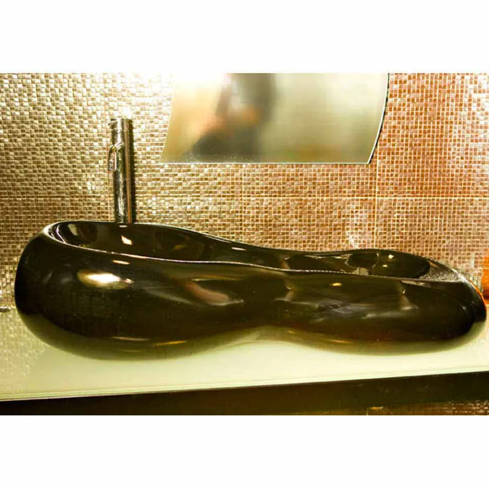 Aufsatzwaschbecken in modernem Design schwarz oder pink Goldline