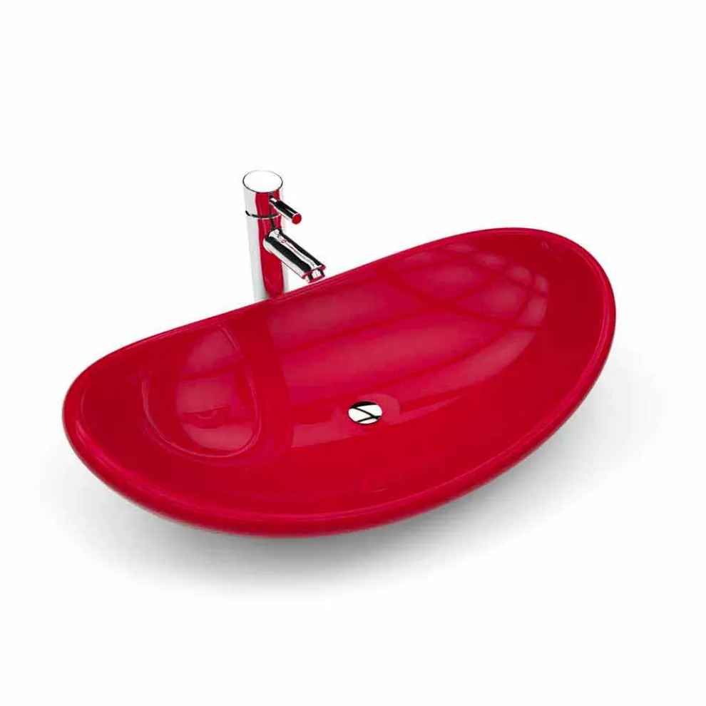 Aufsatzwaschbecken weiß, rot oder lila Aysun in modernem Desig
