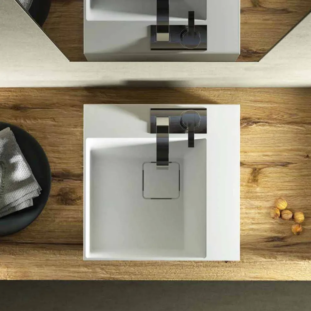 Aufsatzwaschbecken in Quadratischeform mit modernem Design in Italien hergestellt, Lavis
