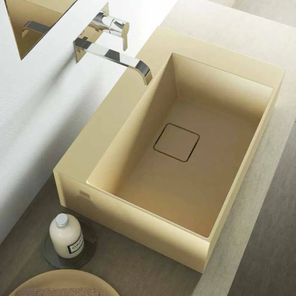 Aufsatzwaschbecken in Quadratischeform mit modernem Design in Italien hergestellt, Lavis