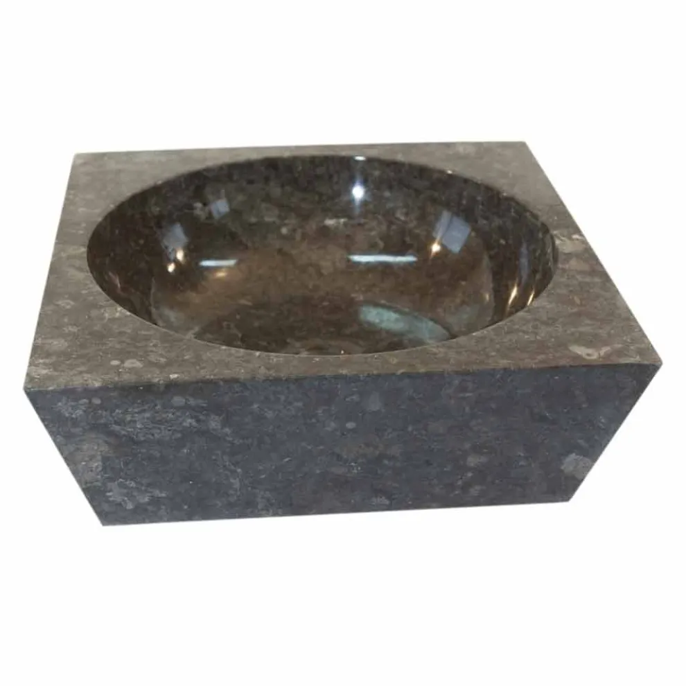 Aufsatzwaschbecken viereckig aus naturstein grau Jiny