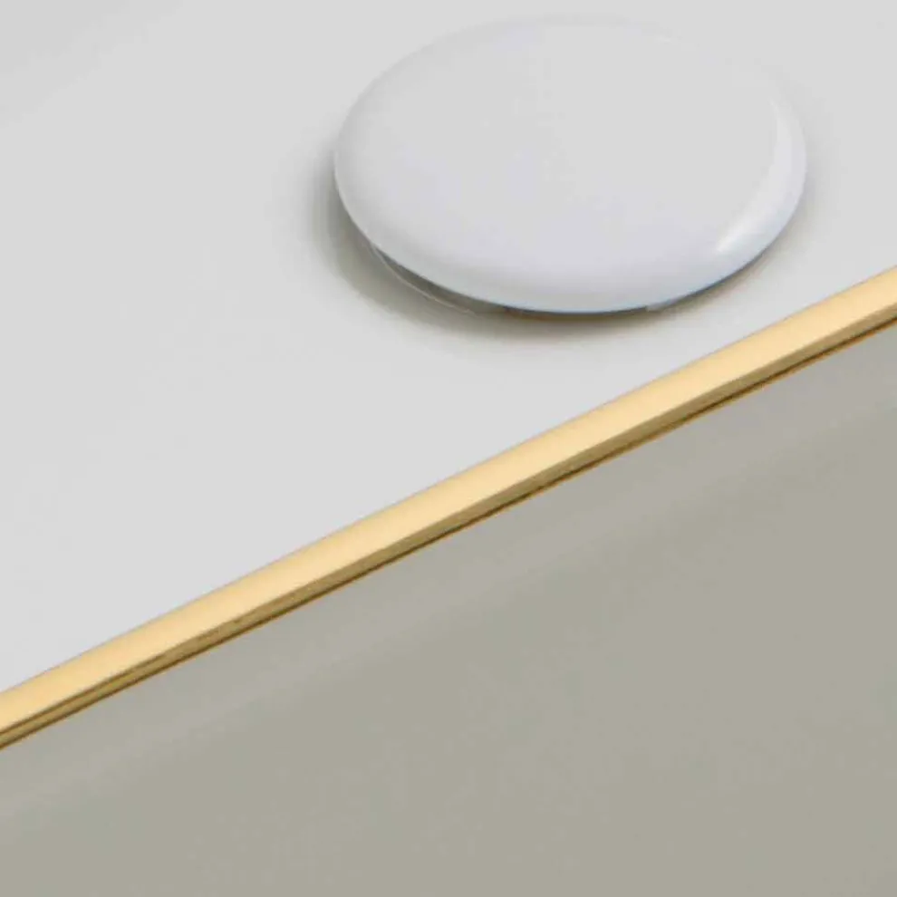 Aufsatzwaschbecken aus Keramik, goldfarbene Dekoration Desing Debora