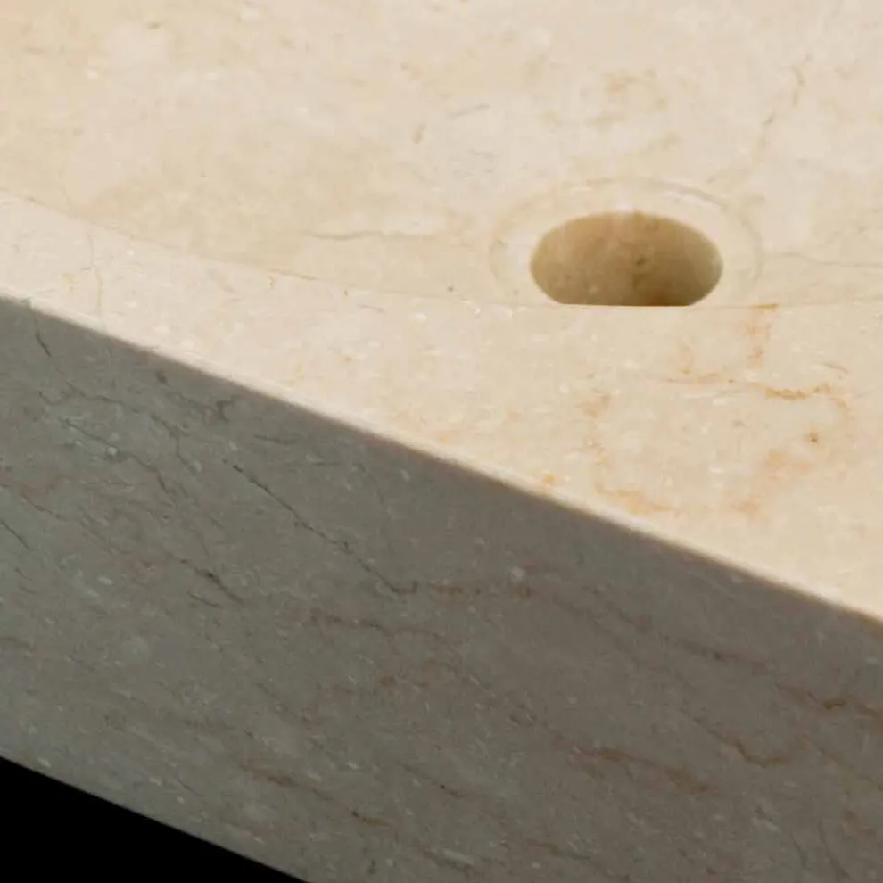 Aufsatzwaschbecken viereckig aus Naturstein weiß Jiny