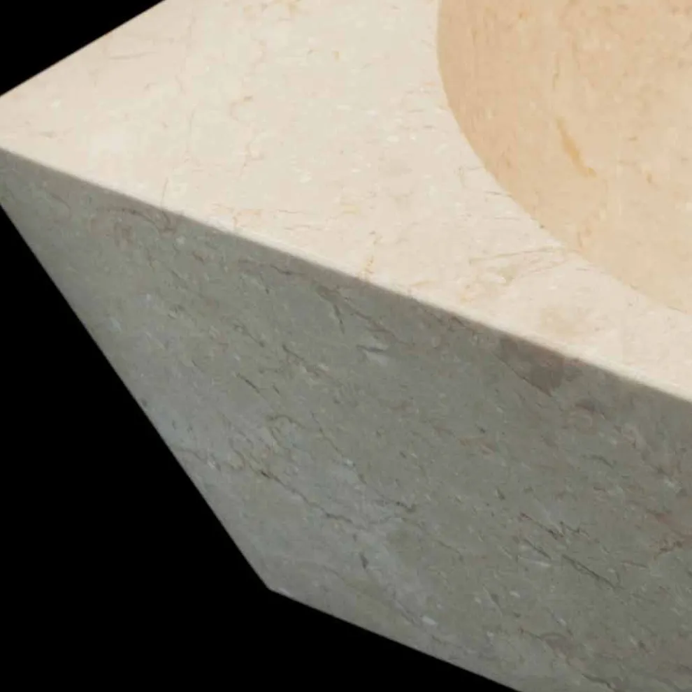 Aufsatzwaschbecken viereckig aus Naturstein weiß Jiny