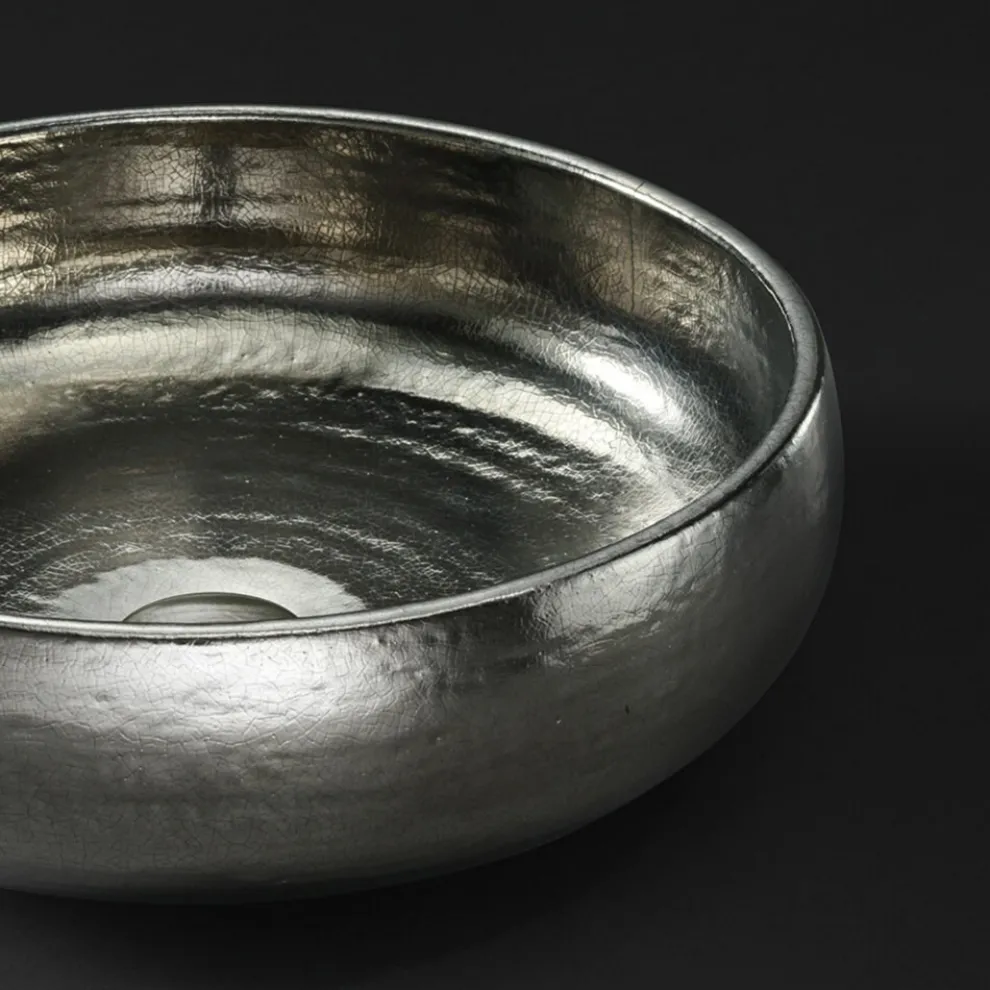 Aufsatzwaschbecken in Raku-Ton-Platin-Finish, hergestellt in Italien – Ribano