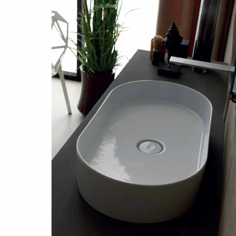 Aufsatzwaschbecken aus Keramik in modernem Design Sun, hergestellt in Italien, 65 x 35 cm