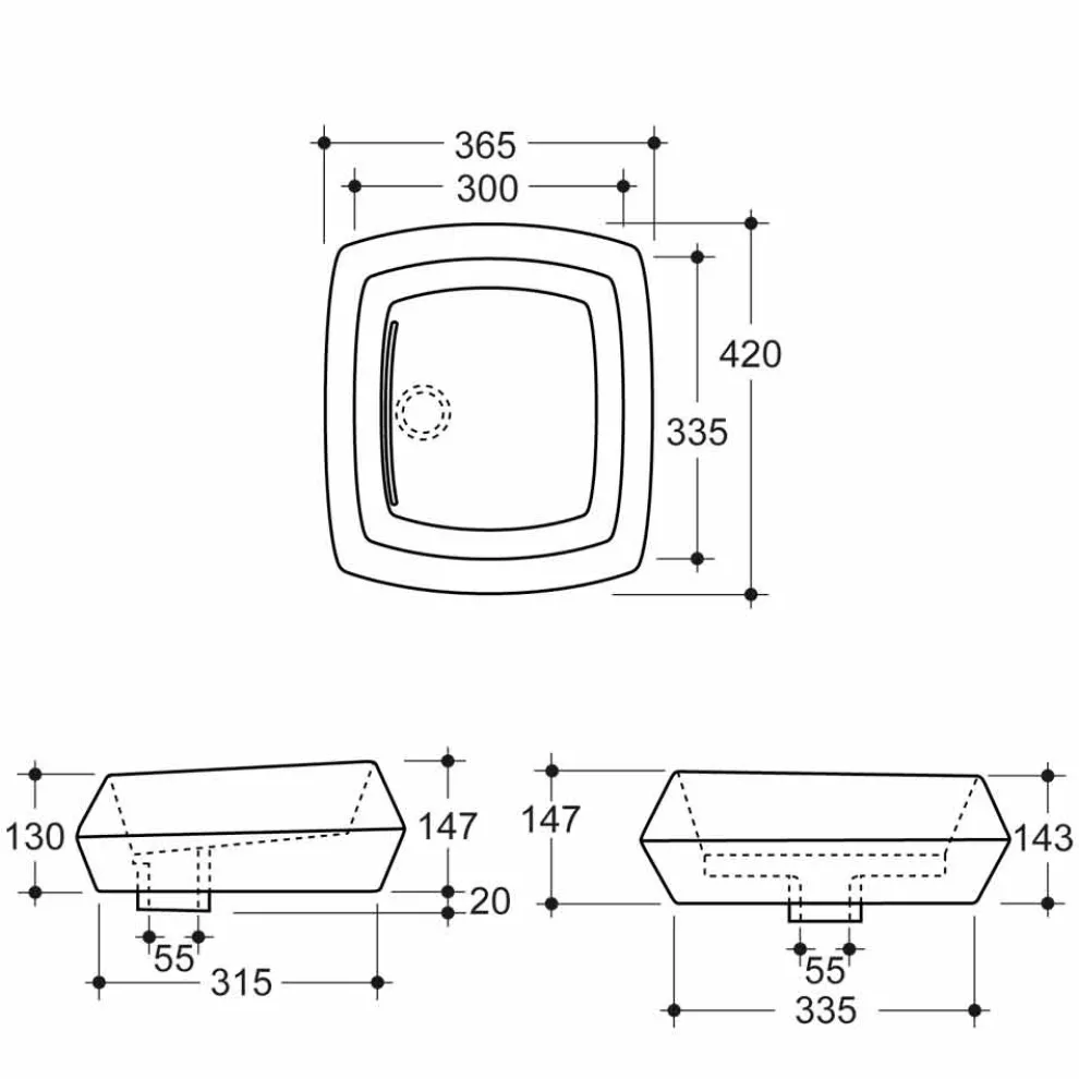 Aufsatzwaschbecken aus weißer Keramik, modernes Design Simon, Italy