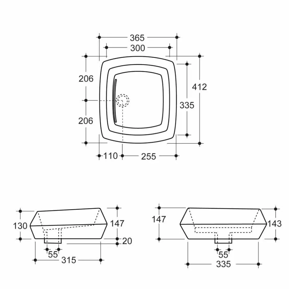 Aufsatzwaschbecken aus weißer Keramik, modernes Design Simon, Italy