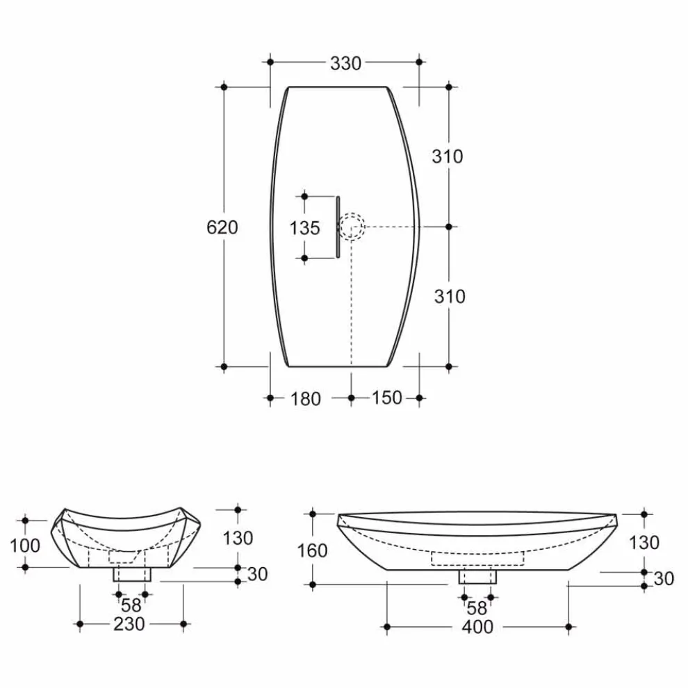Aufsatzwaschbecken, Keramik, gescheckt, made in Italy Laura Design
