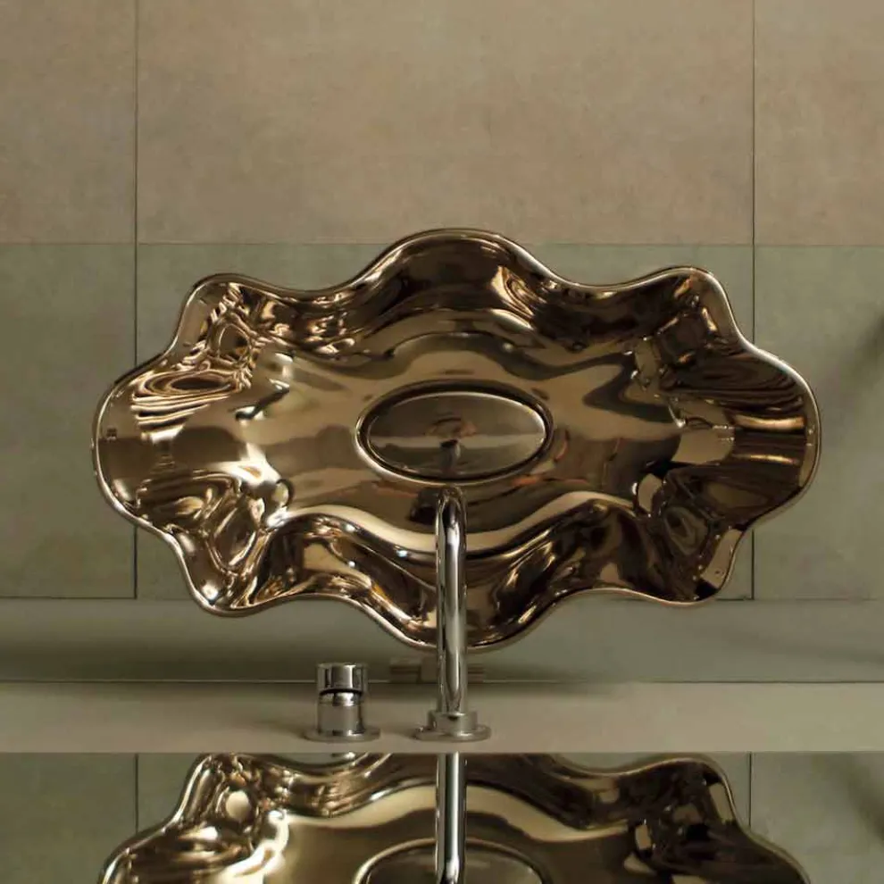 Aufsatzwaschbecken in modernem Design, aus Keramik made in Italy Cubo