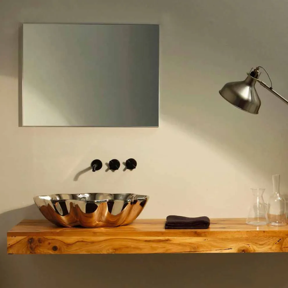 Aufsatzwaschbecken in modernem Design, aus Keramik made in Italy Cubo