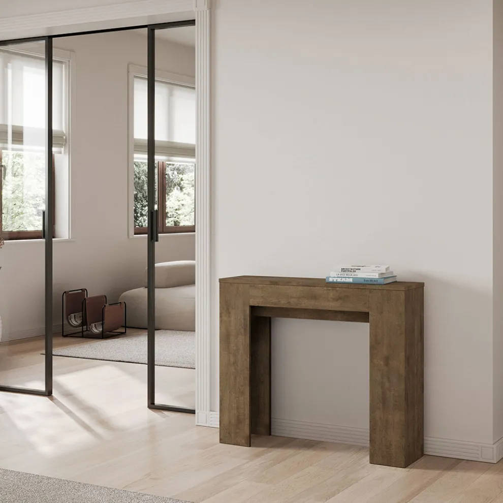 Ausziehbare Konsole auf 181 cm aus Melaminplatten „Made in Italy“ – Drago