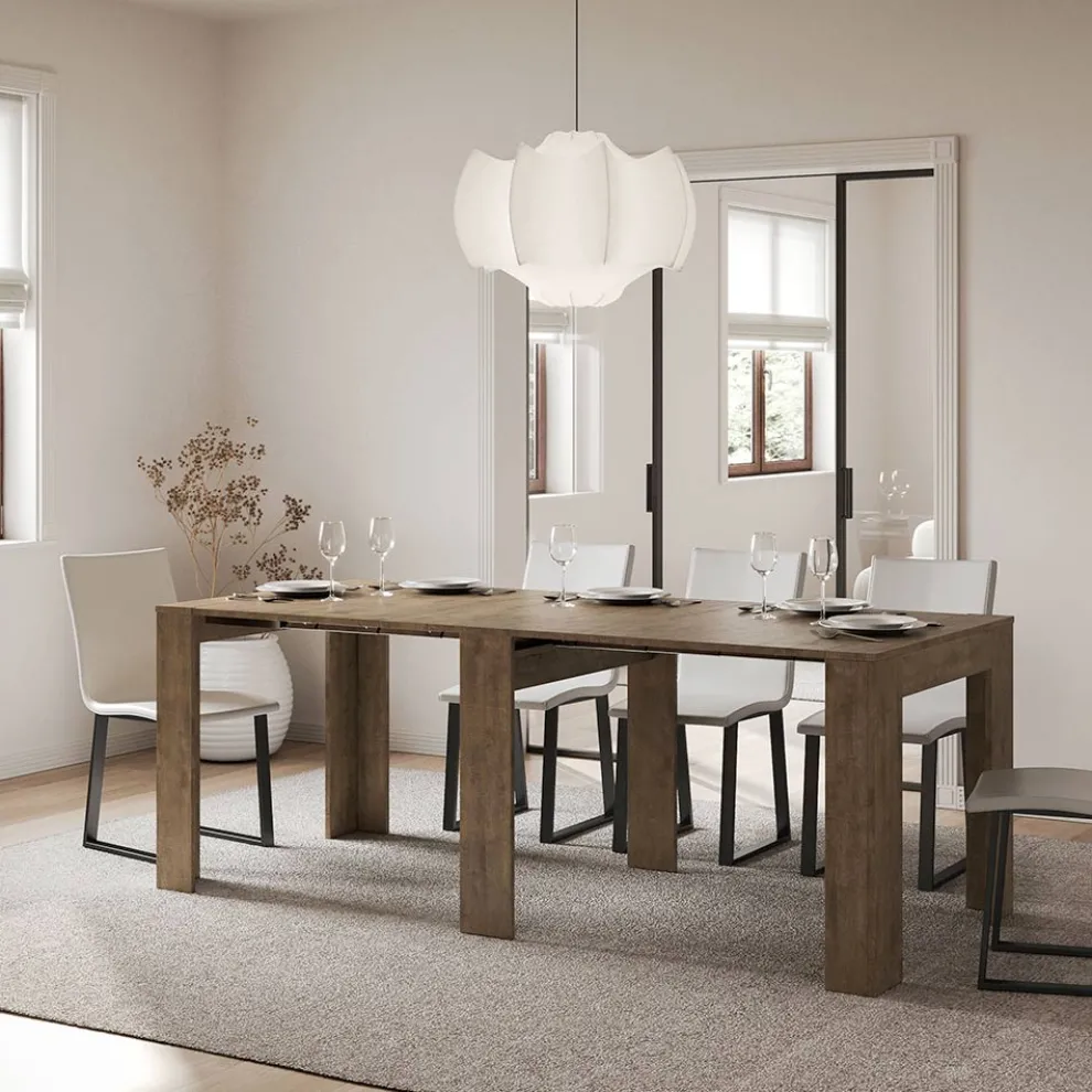 Ausziehbare Konsole auf 181 cm aus Melaminplatten „Made in Italy“ – Drago