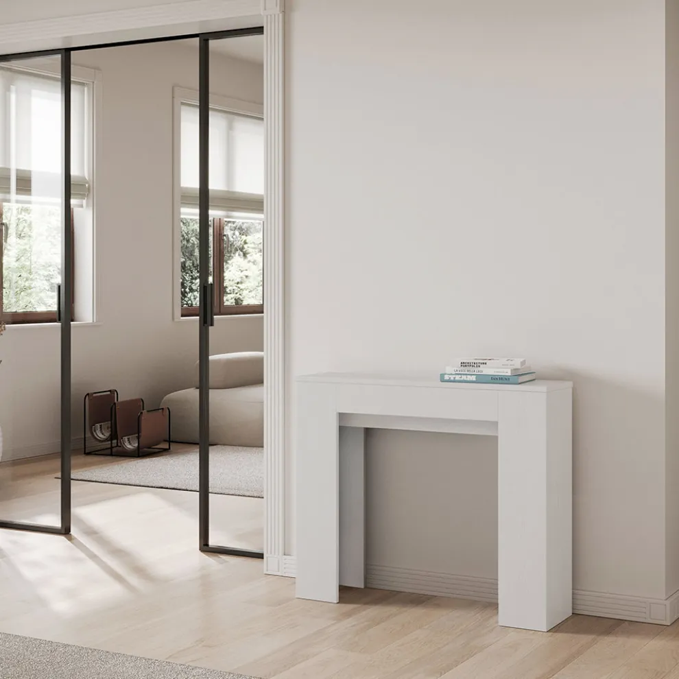 Ausziehbare Konsole auf 181 cm aus Melaminplatten „Made in Italy“ – Drago