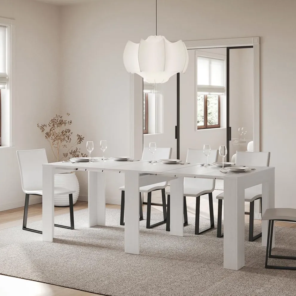 Ausziehbare Konsole auf 181 cm aus Melaminplatten „Made in Italy“ – Drago