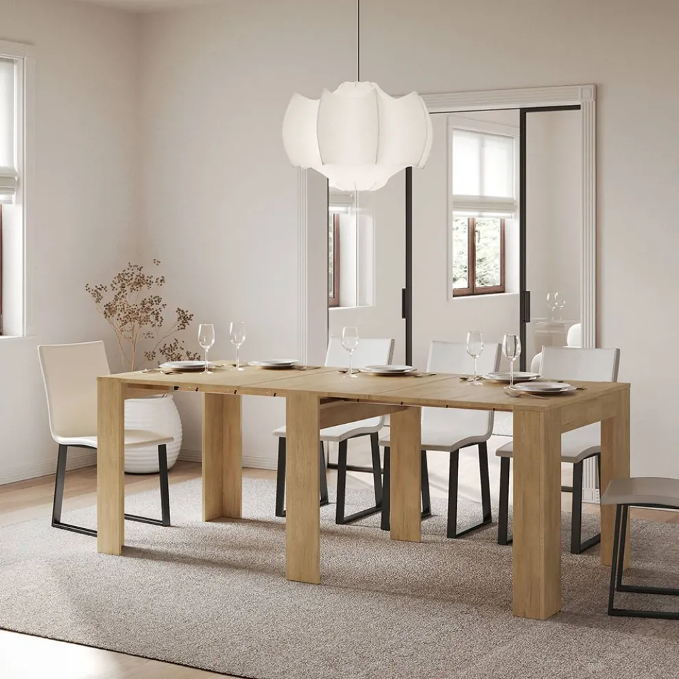 Ausziehbare Konsole auf 181 cm aus Melaminplatten „Made in Italy“ – Drago