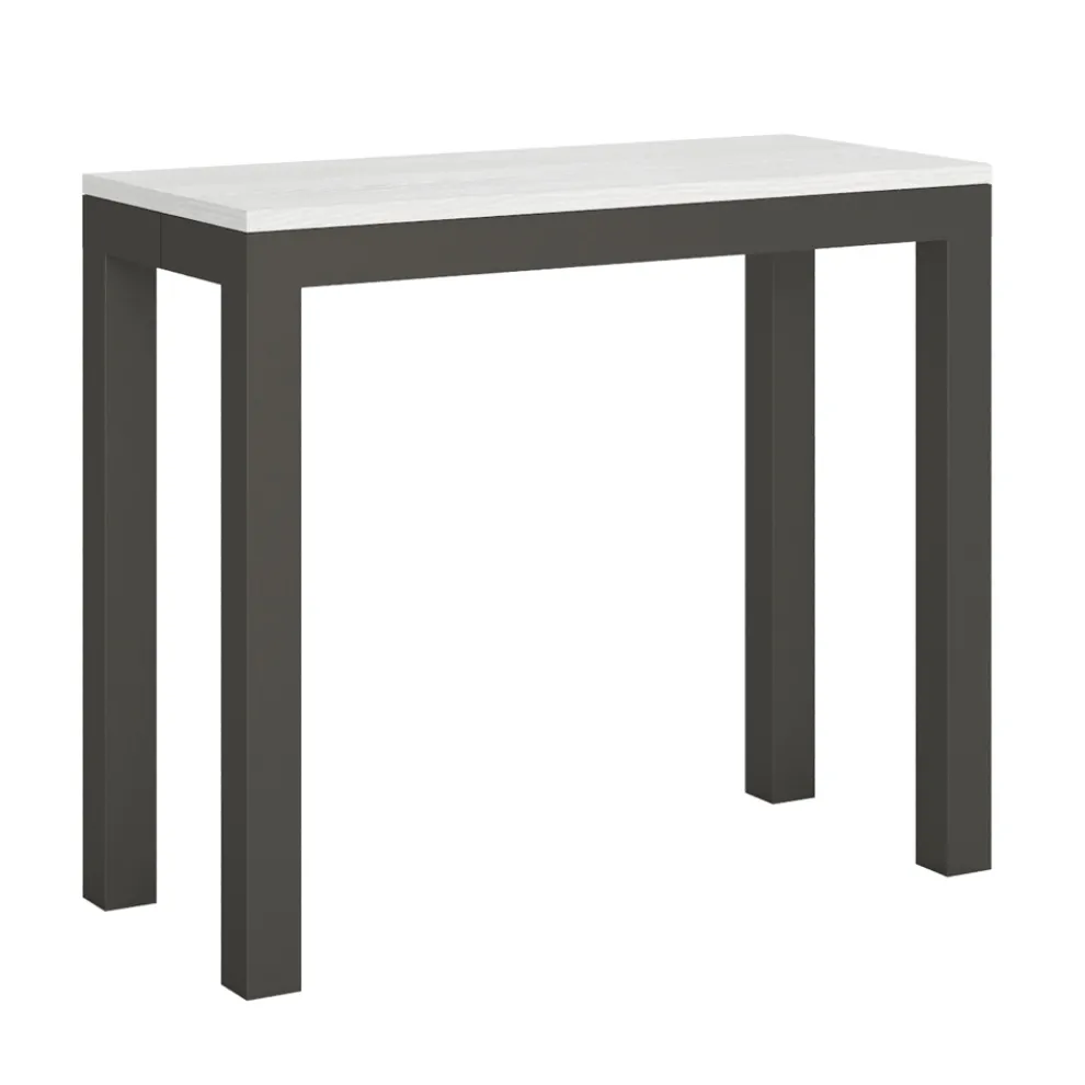 Ausziehbare Konsole mit modernem Design aus Holz und Eisen, hergestellt in Italien – Never