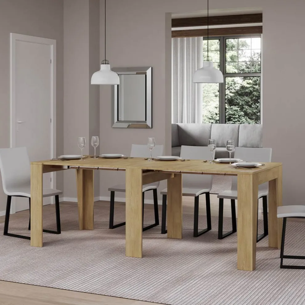 Ausziehbare Konsole auf 211 cm aus Melamin, hergestellt in Italien – Incantesimo