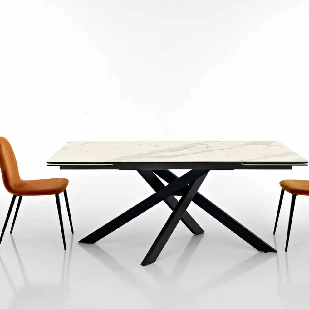 Ausziehbarer Designtisch aus Glaskeramik made in Italy, Dionigi