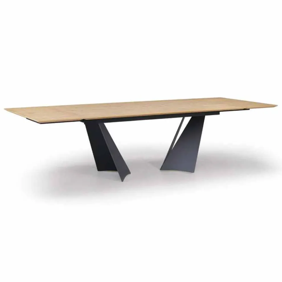 Ausziehbarer Designtisch Bis zu 294 cm in Holz und Metall Made in Italy - Nuzzo