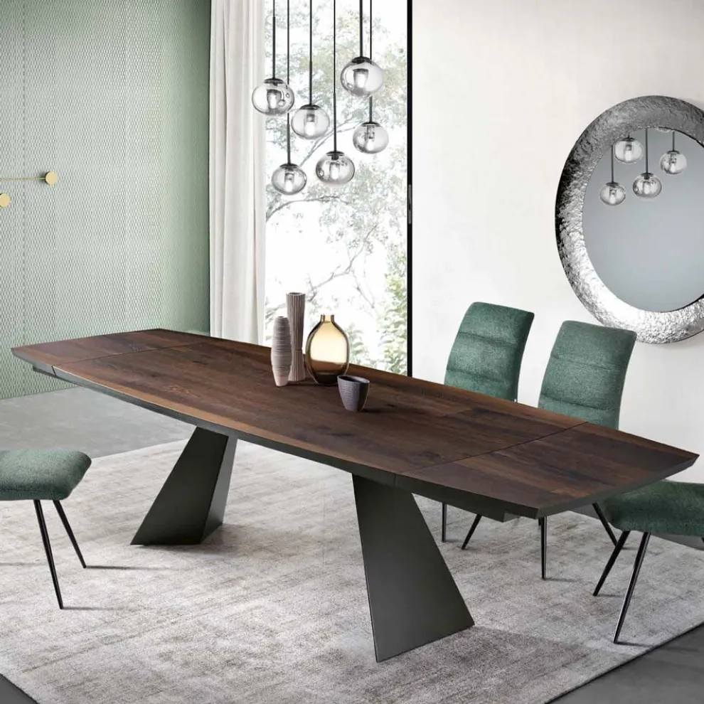 Ausziehbarer Esstisch bis 300 cm aus Holz Made in Italy - Paolito