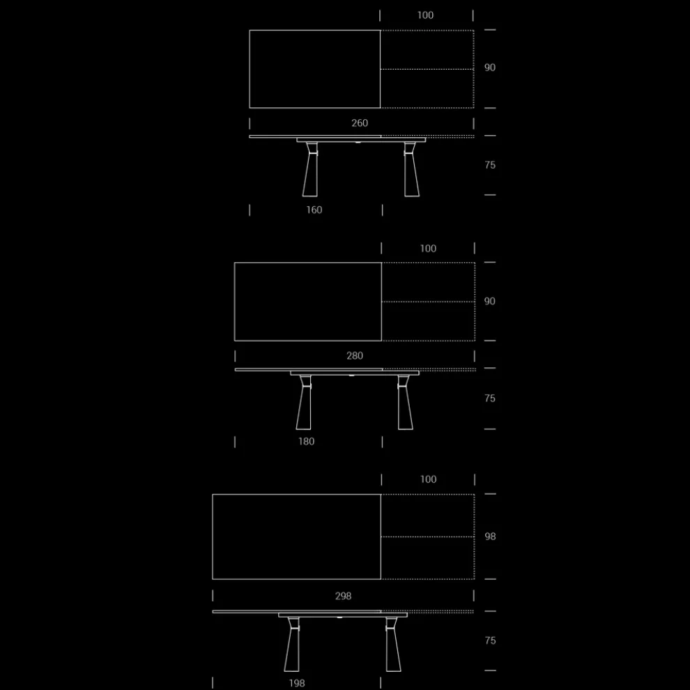 Ausziehbarer Esstisch bis 298 cm aus Melamin Made in Italy - Fedemo