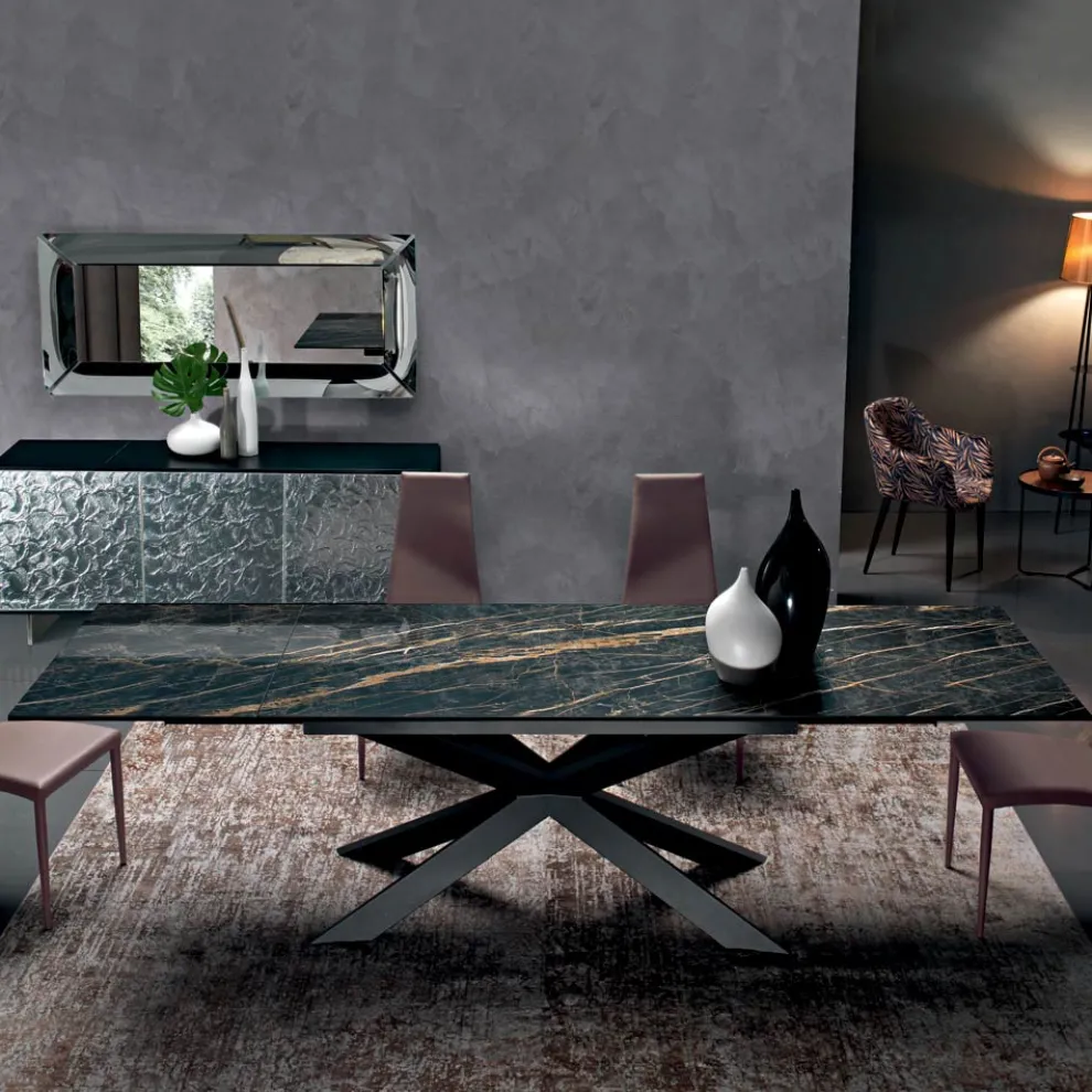 Ausziehbarer Esstisch auf 278 cm aus Keramik, hergestellt in Italien – Grotta