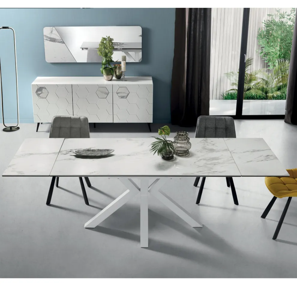 Ausziehbarer Esstisch bis 240 cm aus Domagnano Feinsteinzeug