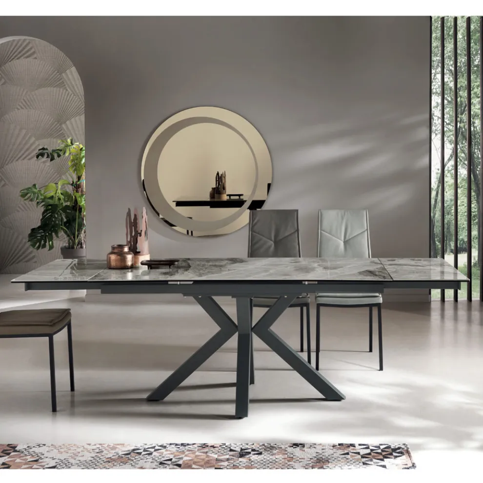 Ausziehbarer Esstisch bis 240 cm aus Domagnano Feinsteinzeug