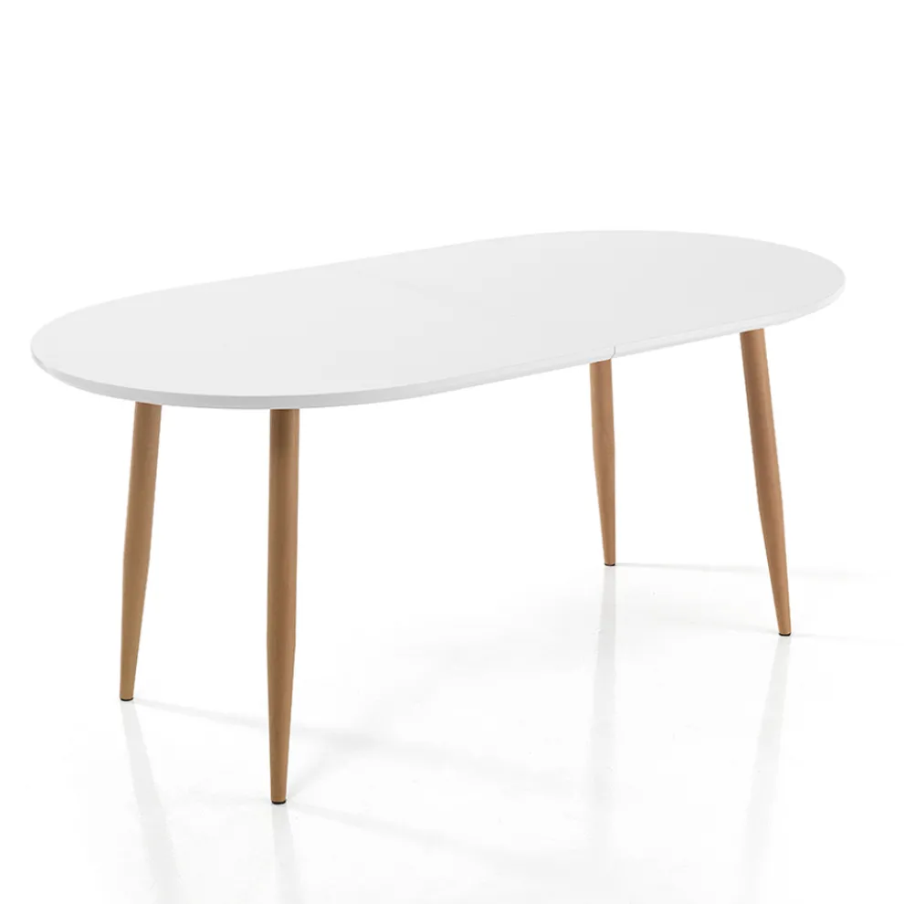 Ausziehbarer Esstisch Bis 220 cm in Mattweiß Mdf - Toledo