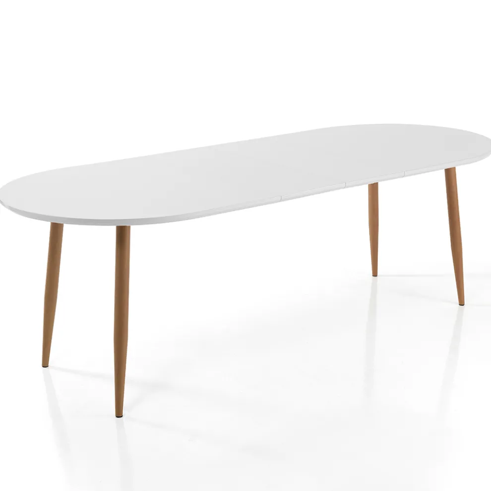 Ausziehbarer Esstisch Bis 220 cm in Mattweiß Mdf - Toledo