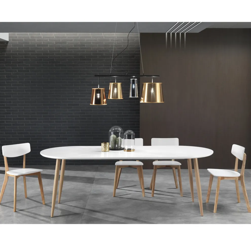 Ausziehbarer Esstisch Bis 220 cm in Mattweiß Mdf - Toledo