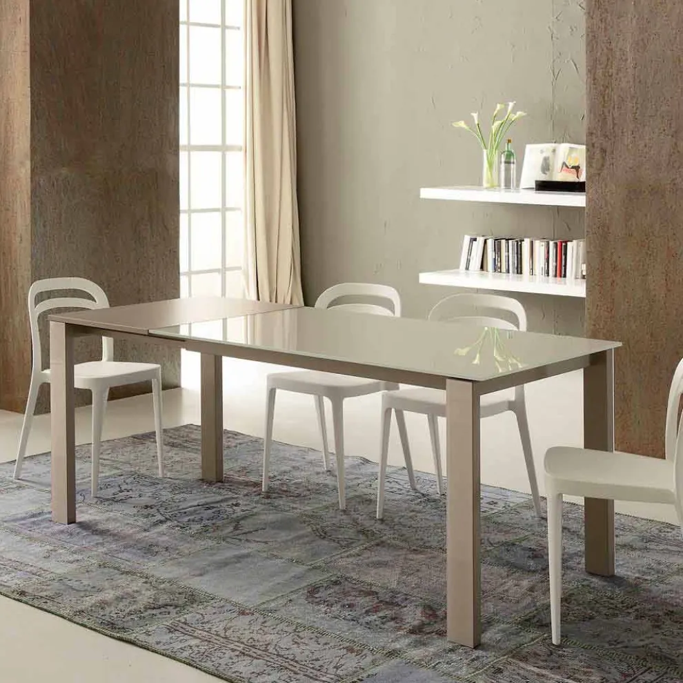Ausziehbarer Esstisch Bis zu 204 cm in Made in Italy Crystal - Palladio