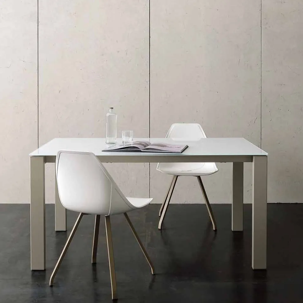 Ausziehbarer Esstisch Bis zu 204 cm in Made in Italy Crystal - Palladio
