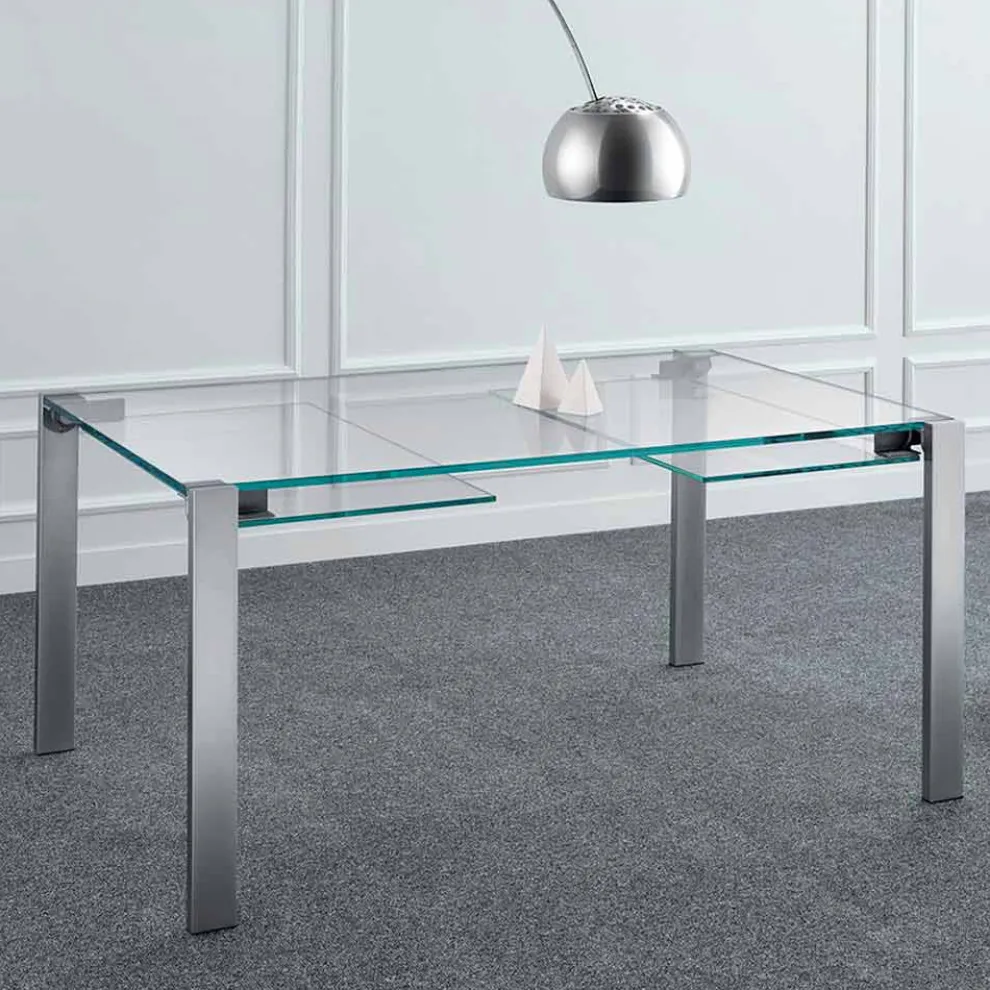 Ausziehbarer Esstisch aus extraleichtem Glas und Metall Made in Italy - Sopot