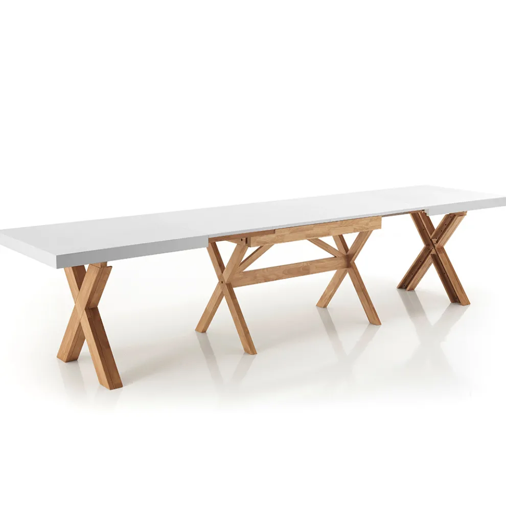 Ausziehbarer Esstisch bis 360 cm aus Massivholz - Massimo