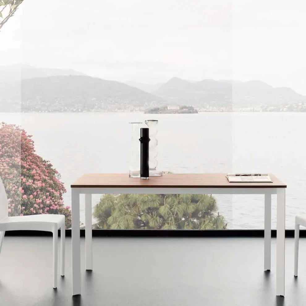 Ausziehbarer Esstisch Bis zu 230 cm aus Melamin Made in Italy - Platin