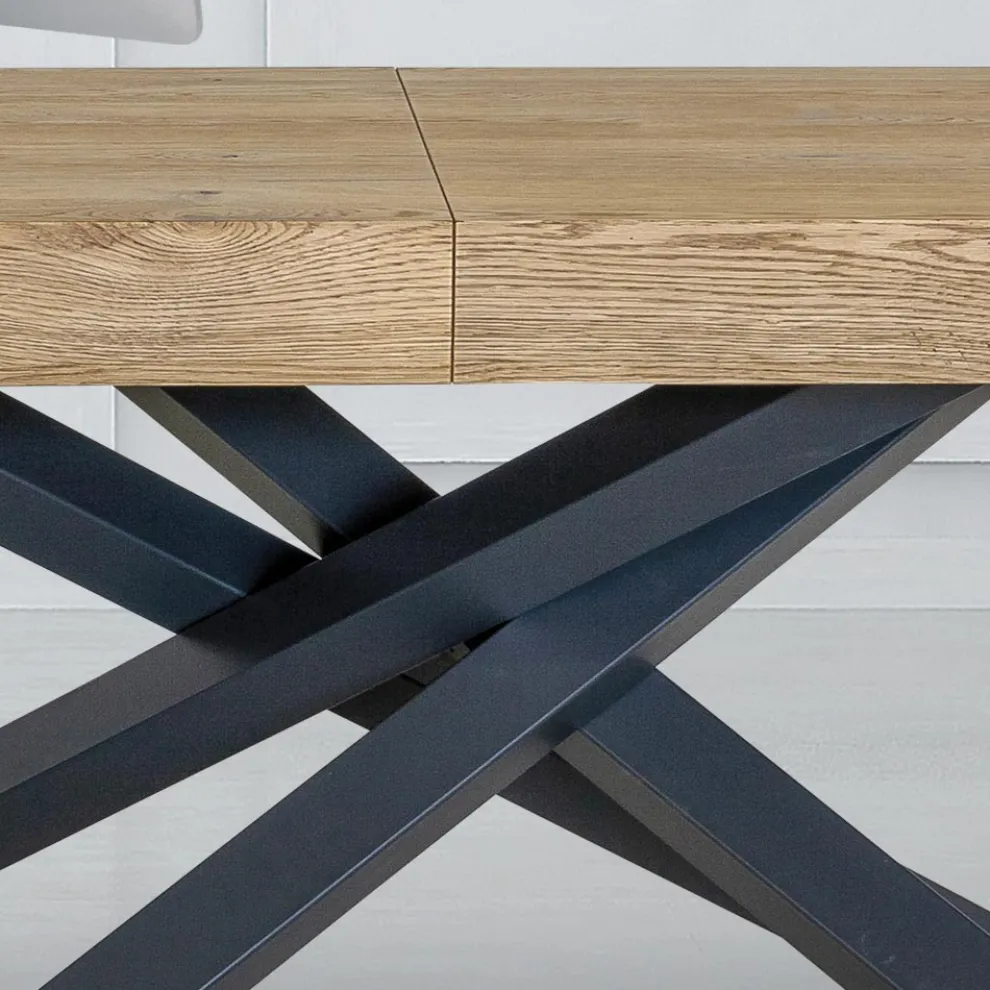 Ausziehbarer Indoor-Tisch aus Massivholz und Metall Made in Italy - Khal