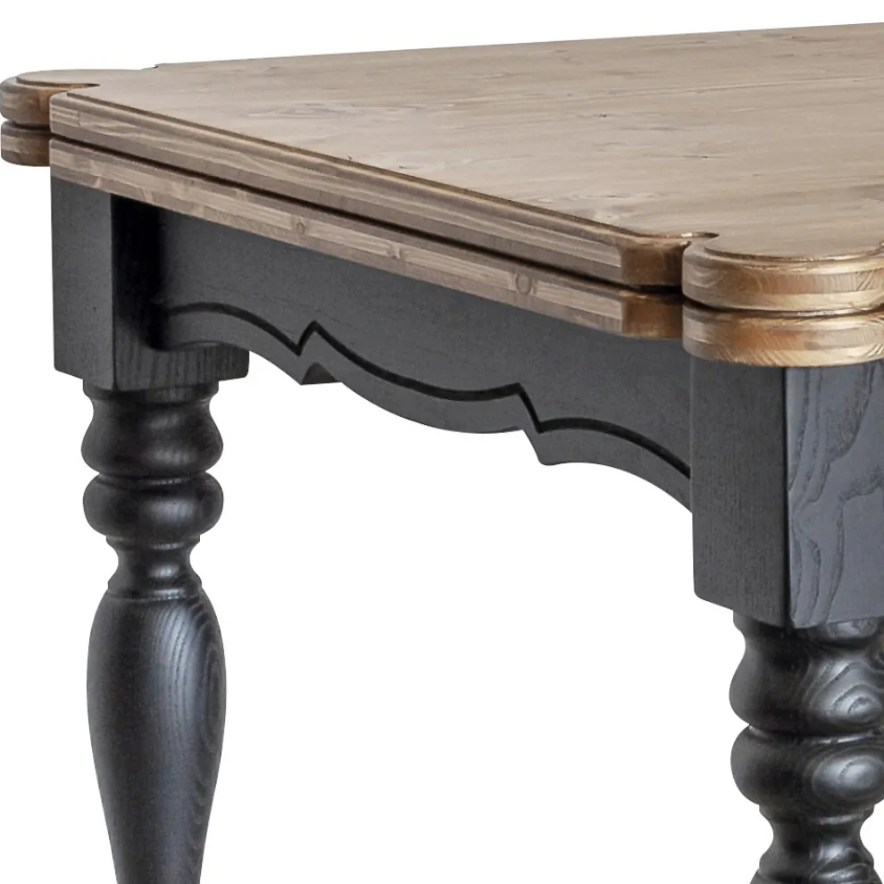 Ausziehbarer Indoor-Tisch aus Tanne mit geformten Ecken und Intarsien Made in Italy - Faramir