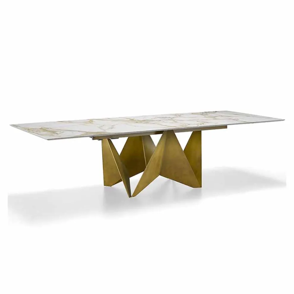 Ausziehbarer Luxustisch Bis zu 294 cm in Made in Italy Marmorsteinzeug - Makro