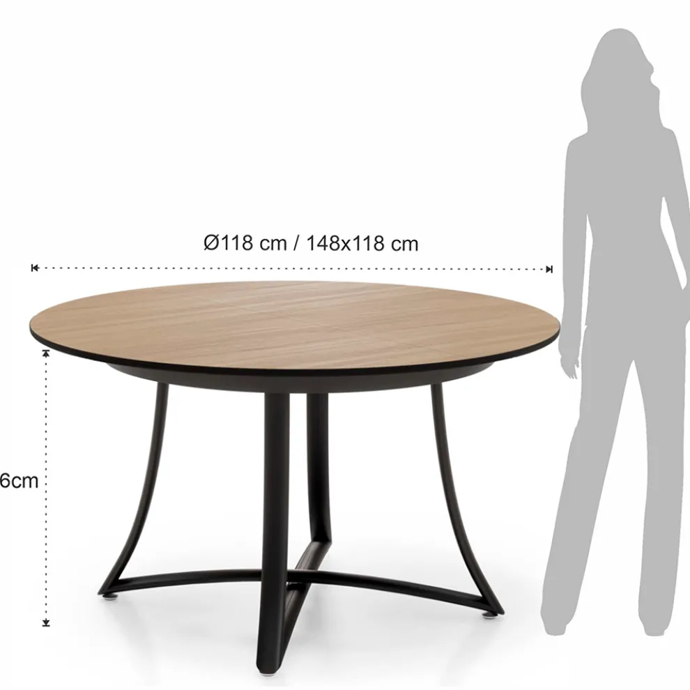 Ausziehbarer runder Tisch mit MDF-Platte mit Laminatbezug - Apulien
