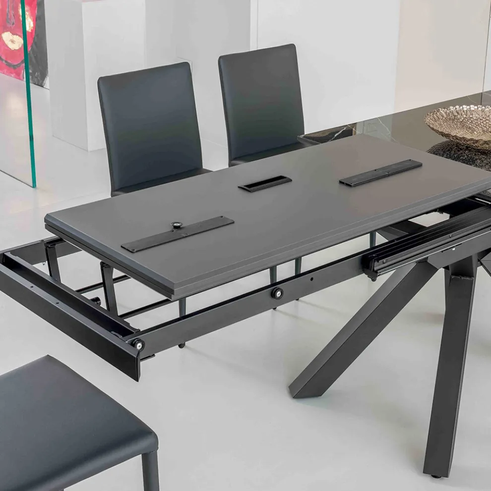 Ausziehbarer Tisch aus polierter Calacatta-Schwarzkeramik Starlit - Balia