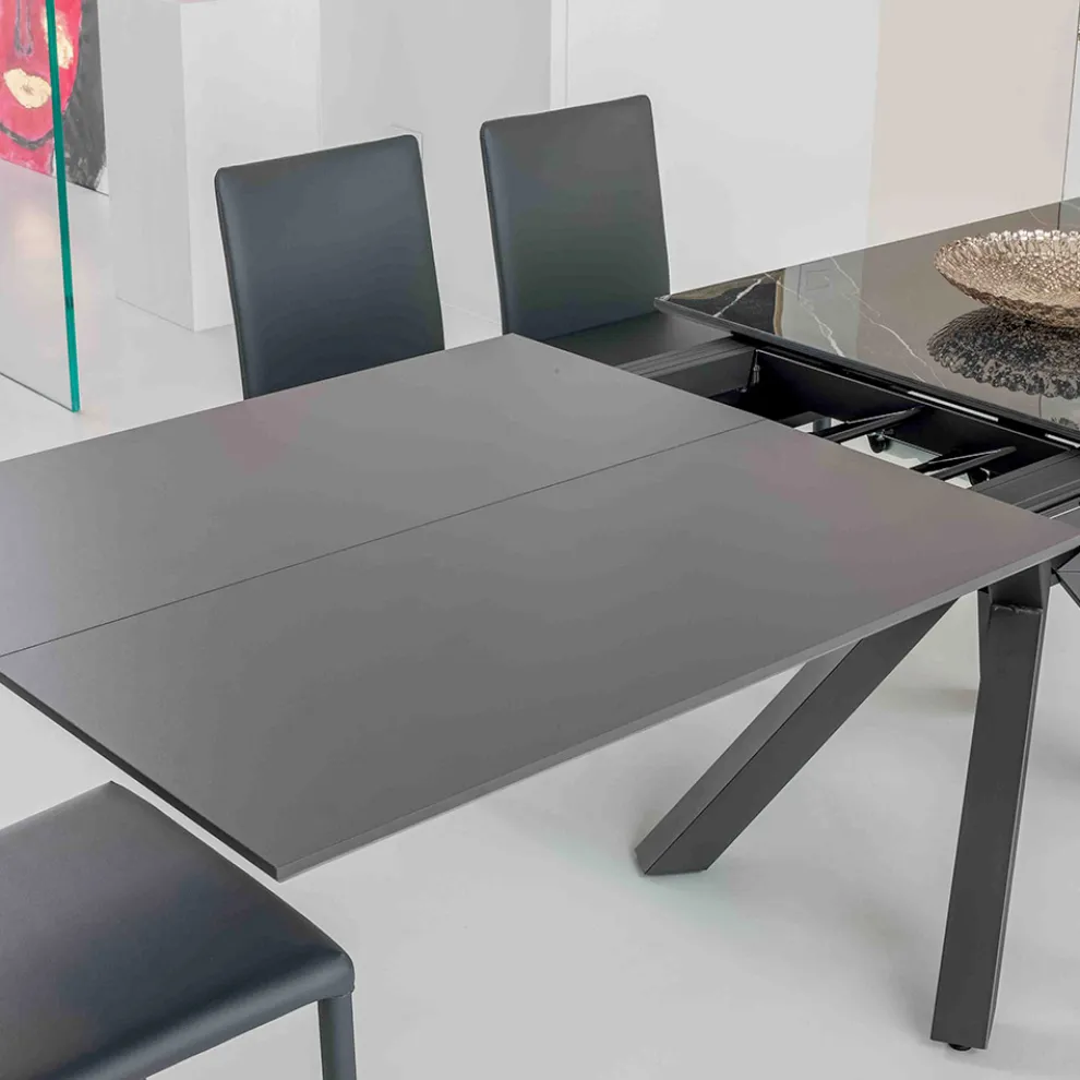 Ausziehbarer Tisch aus polierter Calacatta-Schwarzkeramik Starlit - Balia