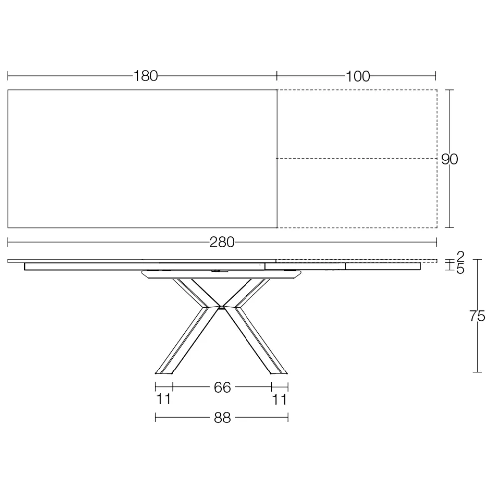 Ausziehbarer Tisch aus polierter Calacatta-Schwarzkeramik Starlit - Balia