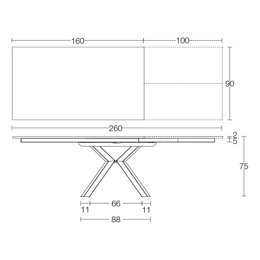 Ausziehbarer Tisch aus polierter Calacatta-Schwarzkeramik Starlit - Balia