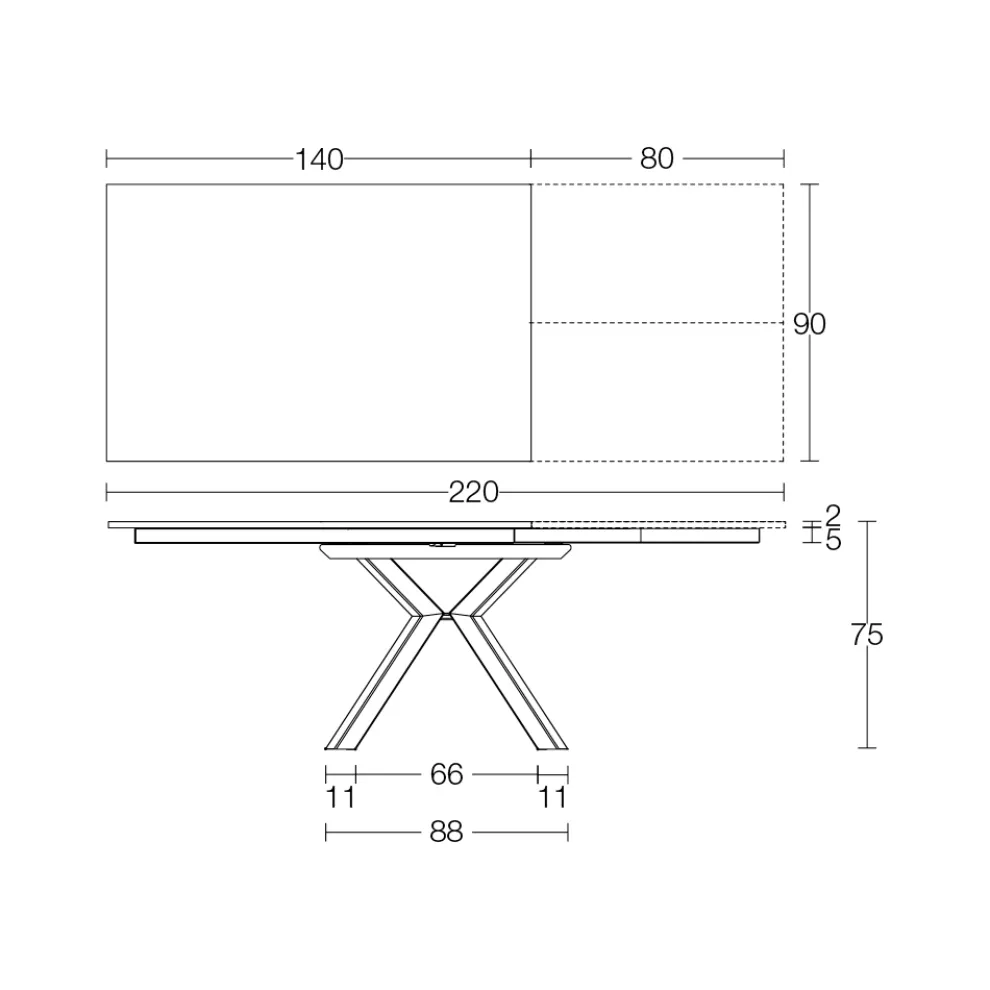 Ausziehbarer Tisch aus polierter Calacatta-Schwarzkeramik Starlit - Balia