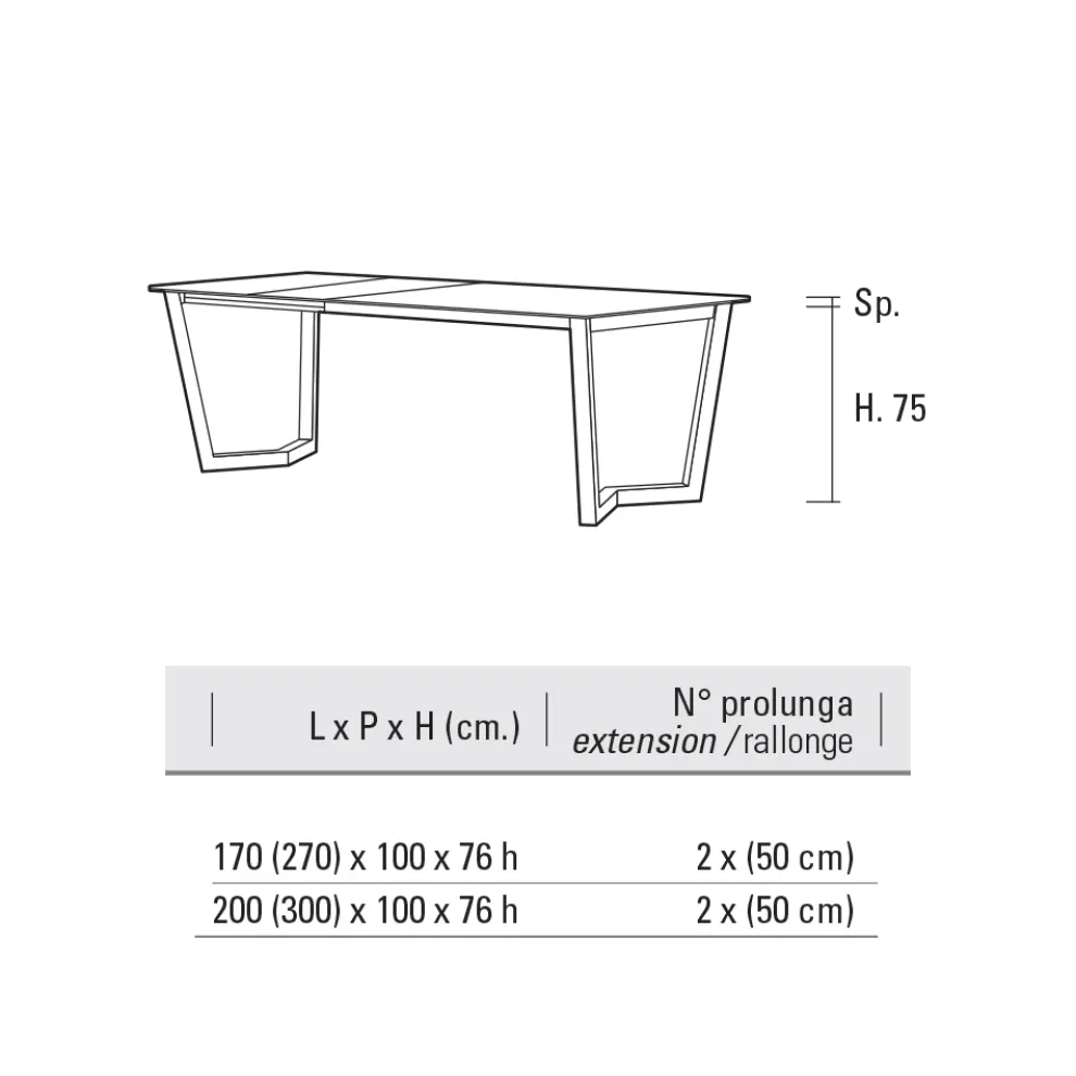 Ausziehbarer Tisch bis 300 cm Metallbasis Made in Italy - Bastiano