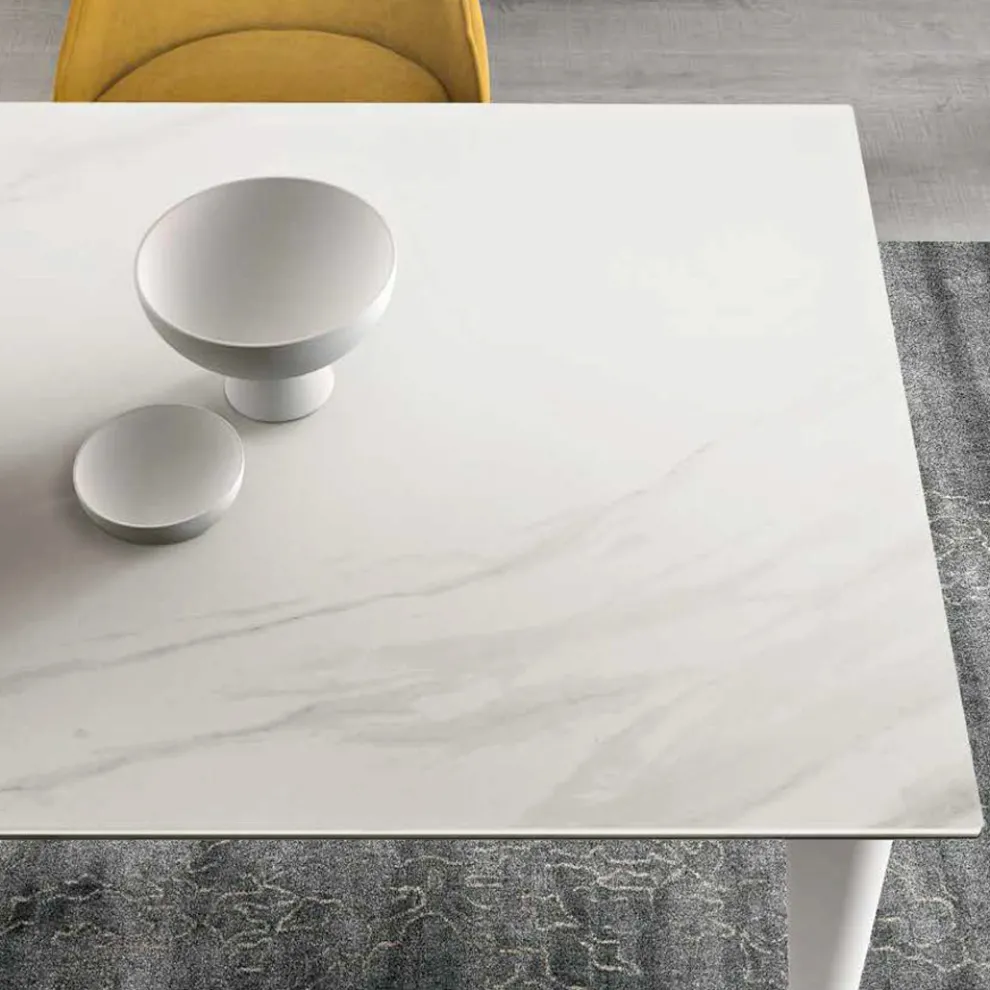 Ausziehbarer Tisch bis 180 cm Teleskop aus Metall und Feinsteinzeug - Achille