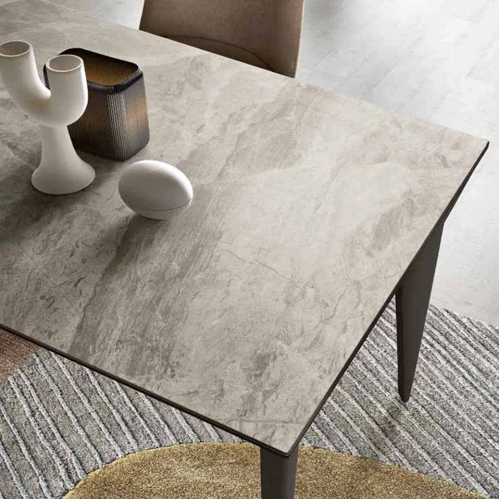 Ausziehbarer Tisch bis 180 cm Teleskop aus Metall und Feinsteinzeug - Achille