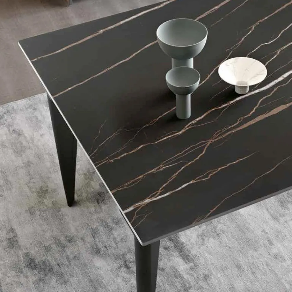 Ausziehbarer Tisch bis 180 cm Teleskop aus Metall und Feinsteinzeug - Achille